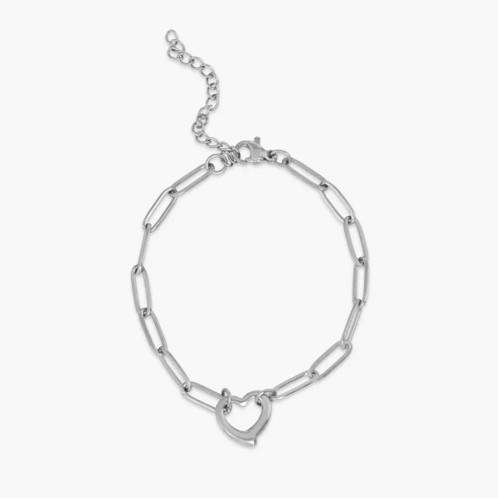 Bracciale con cuore e catena a maglie