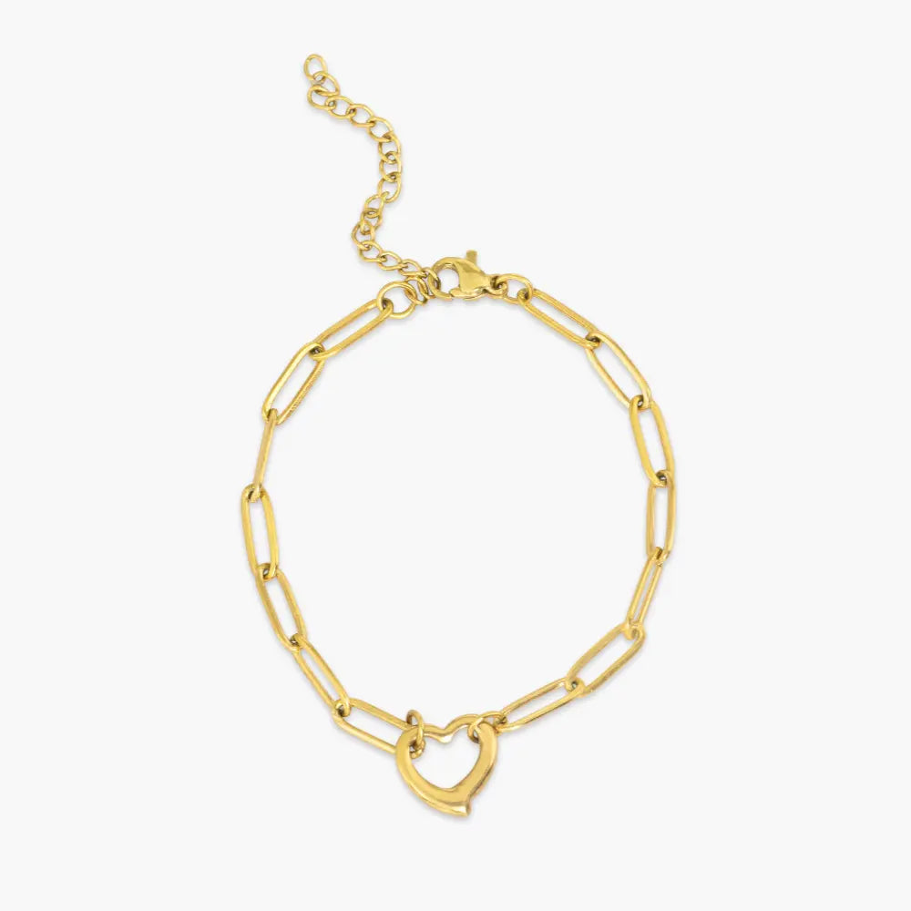 Bracciale con cuore e catena a maglie