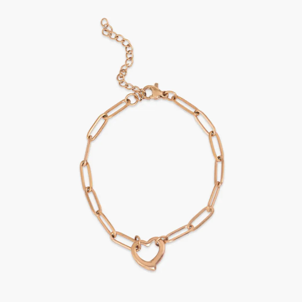 Bracciale con cuore e catena a maglie