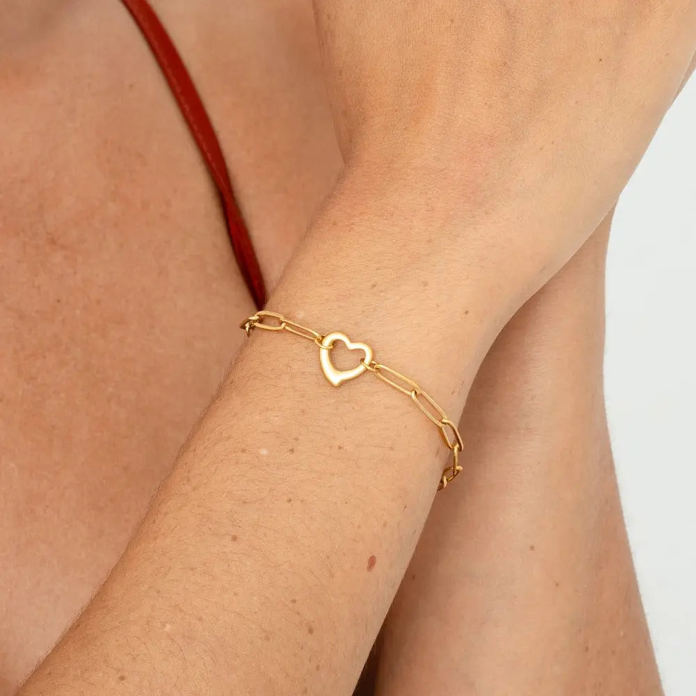 Bracciale con cuore e catena a maglie