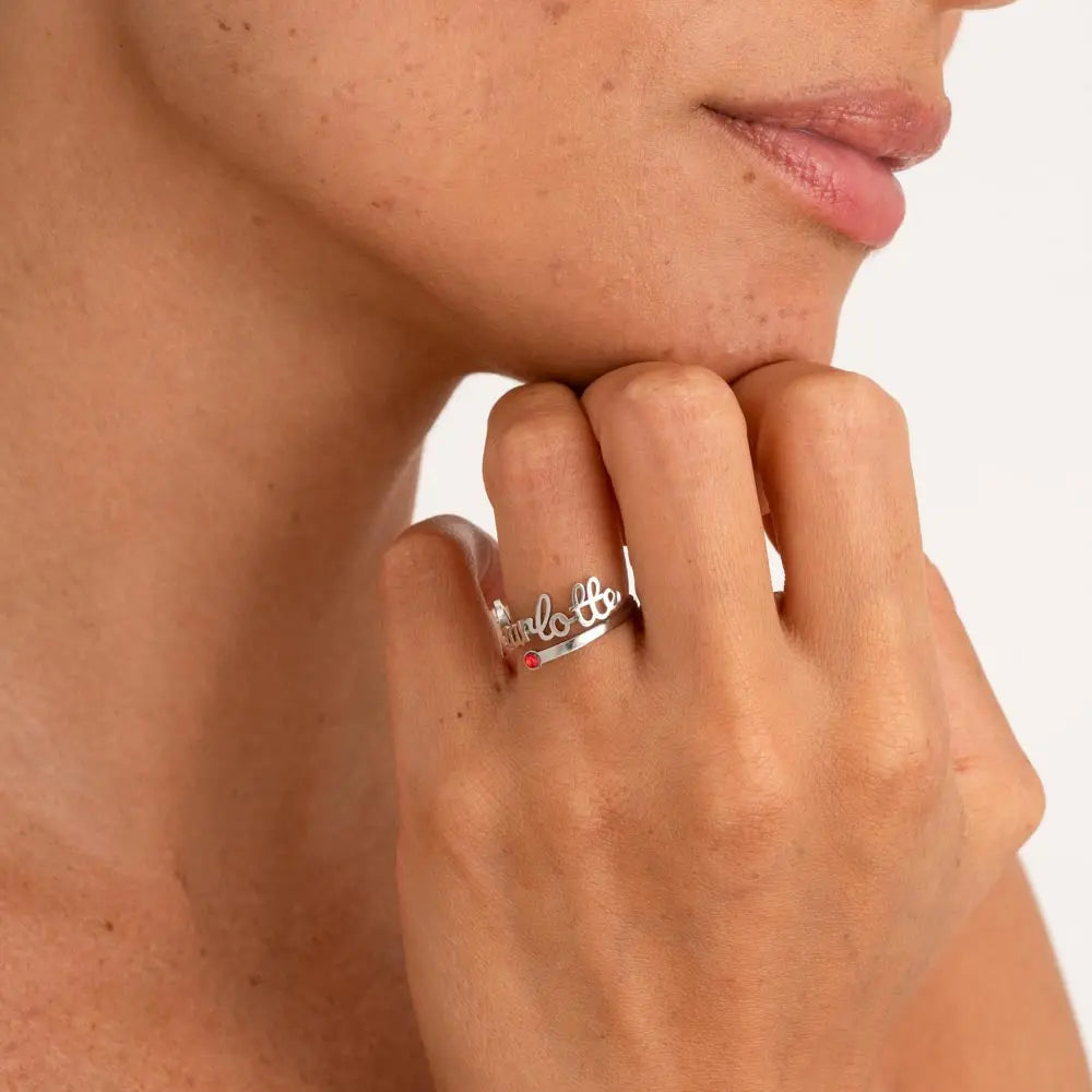 Anello con Nome e Pietra di Nascita