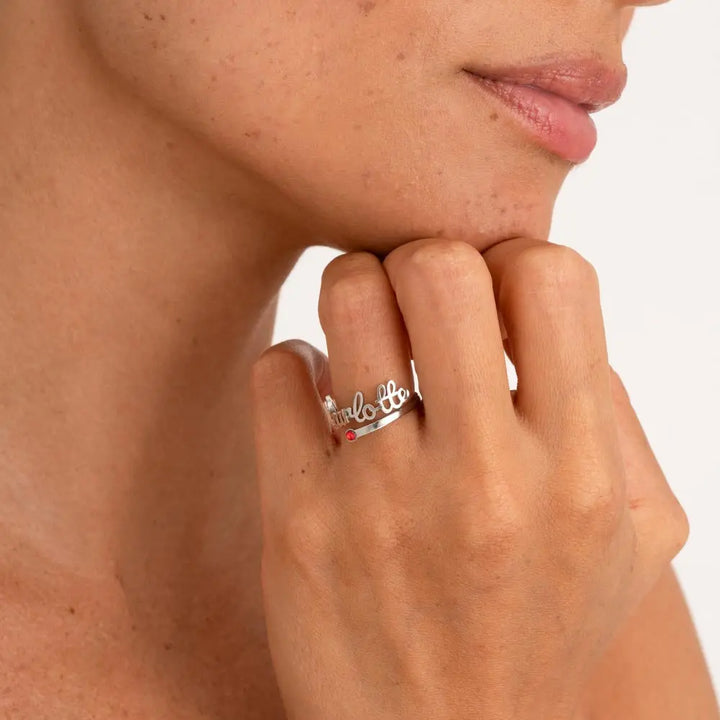 Anello con Nome e Pietra di Nascita