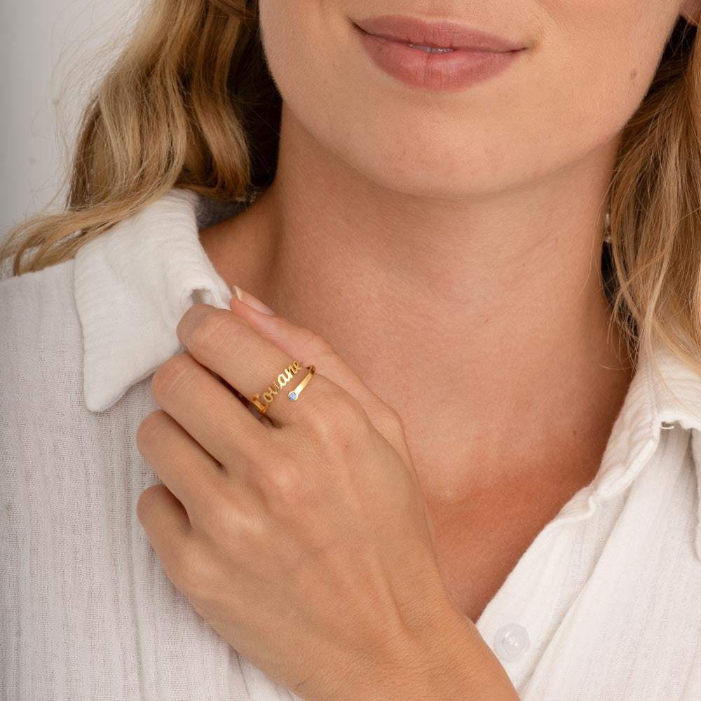 Anello con Nome e Pietra di Nascita