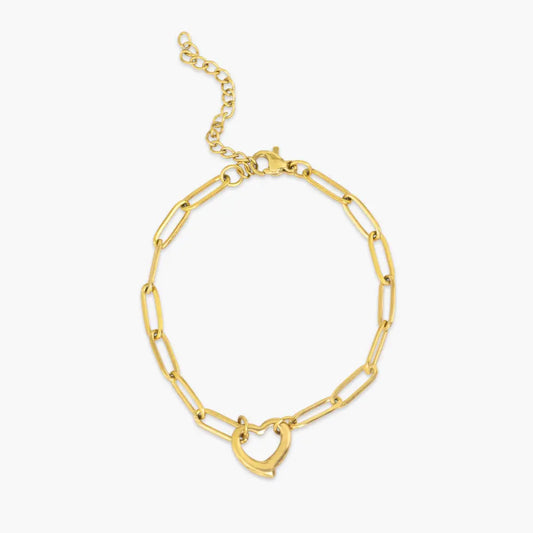 Bracciale con cuore e catena a maglie
