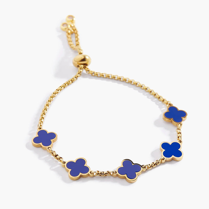 Bracciale Smaltato con Quadrifoglio Blu Navy