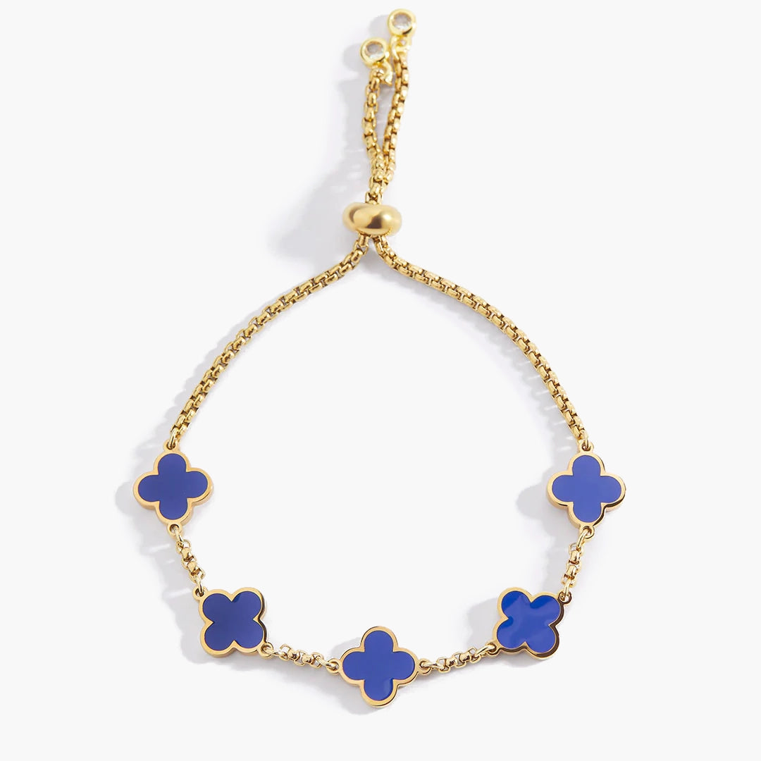 Bracciale Smaltato con Quadrifoglio Blu Navy
