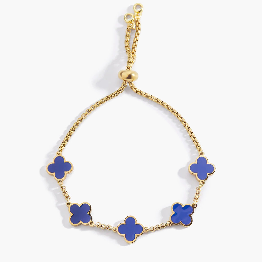 Bracciale Smaltato con Quadrifoglio Blu Navy