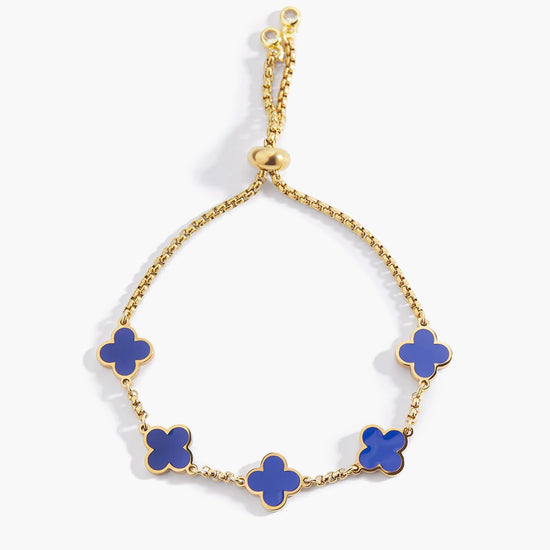 Bracciale Smaltato con Trifoglio Blu Navy - Mila Sola