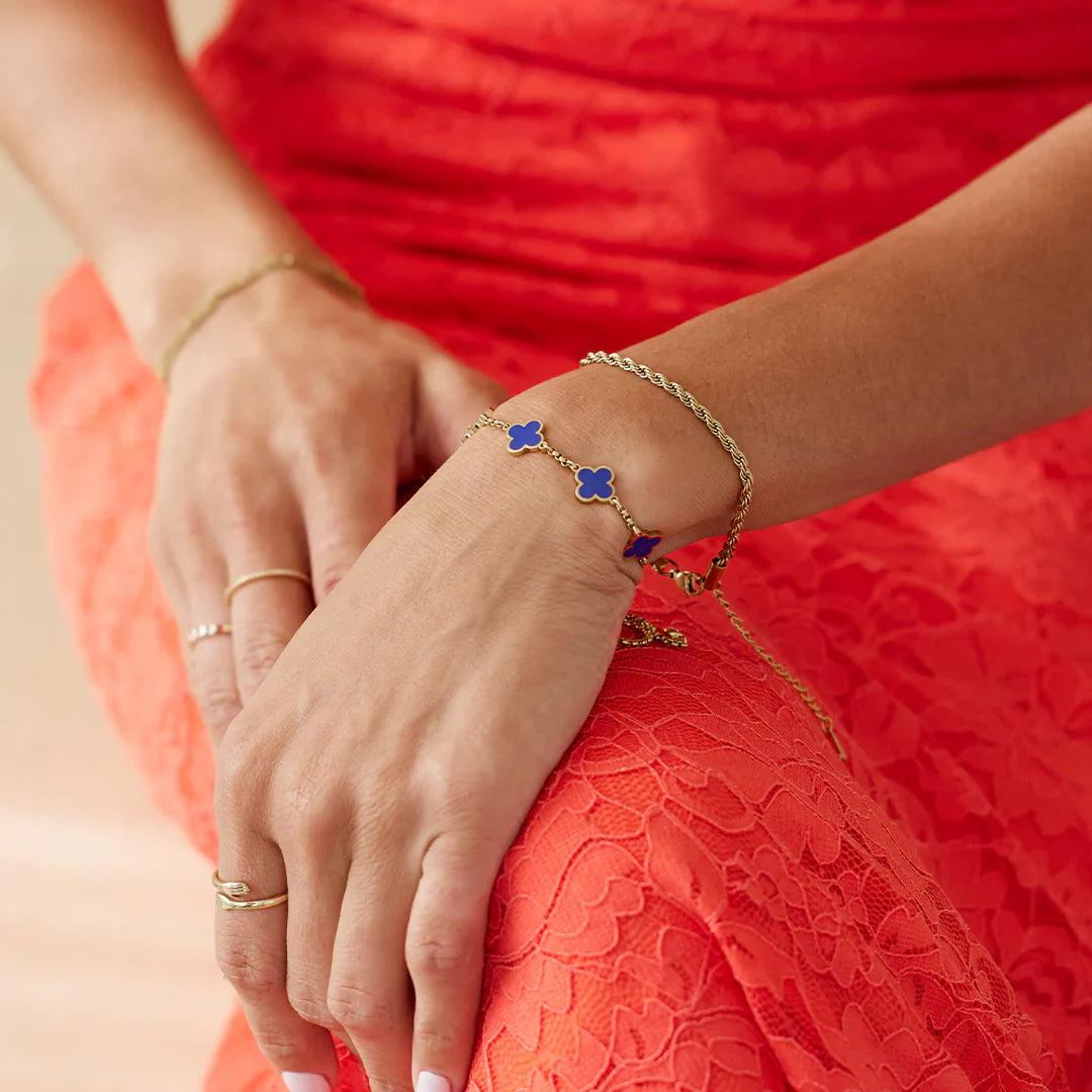 Bracciale Smaltato con Trifoglio Blu Navy - Mila Sola